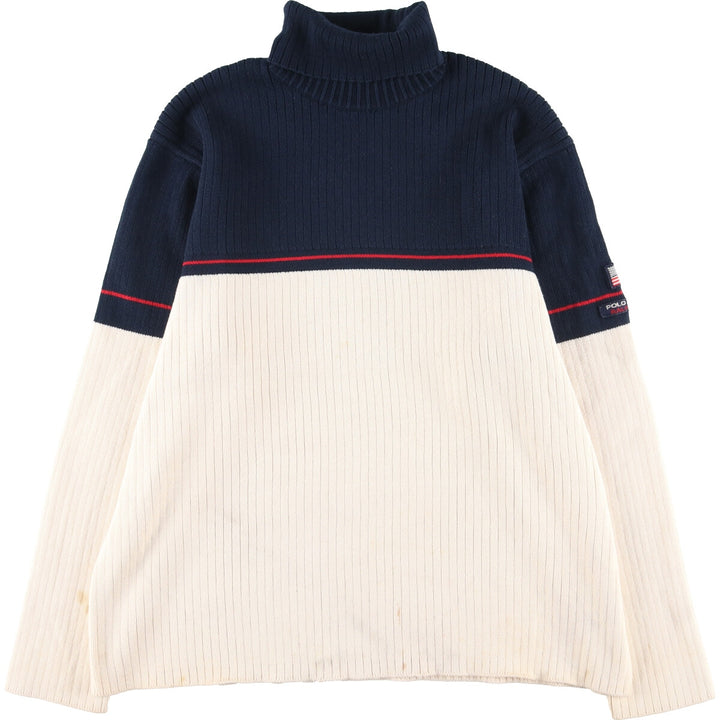 90'S Ralph Lauren POLO JEANS COMPANY Turtleneck Cotton Knit Sweater Made in Australia Men's XL /eaa399008