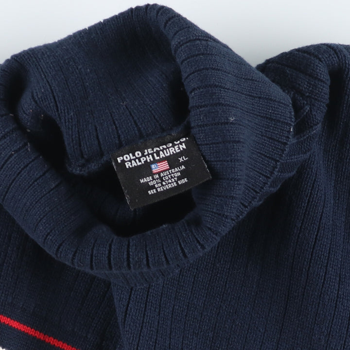 90'S Ralph Lauren POLO JEANS COMPANY Turtleneck Cotton Knit Sweater Made in Australia Men's XL /eaa399008