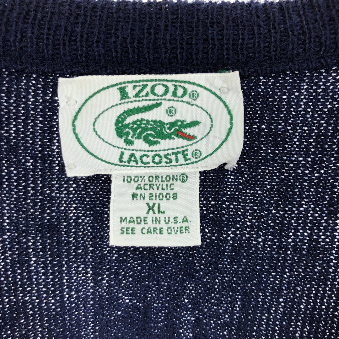 80s-90'S Lacoste IZOD V-neck acrylic knit sweater Made in USA Men's XL Vintage /eaa399027