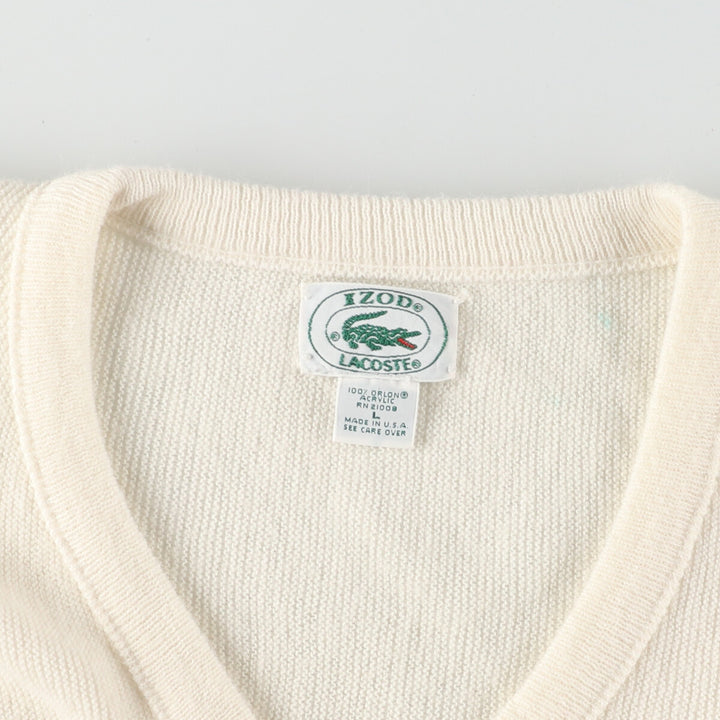 80s-90'S Lacoste IZOD V-neck acrylic knit sweater Made in USA Men's L Vintage /eaa399031