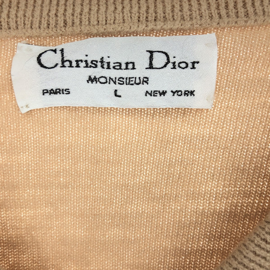 80'S Christian Dior MONSIEUR V-neck knit sweater made in USA, men's L, vintage /eaa399034