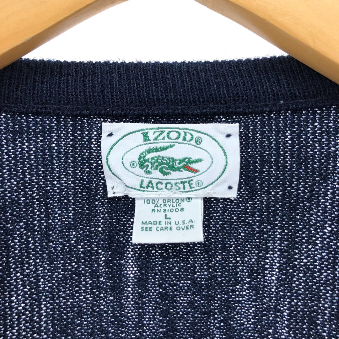 80'S Lacoste IZOD V-neck acrylic knit sweater made in USA, men's L, vintage /eaa399035