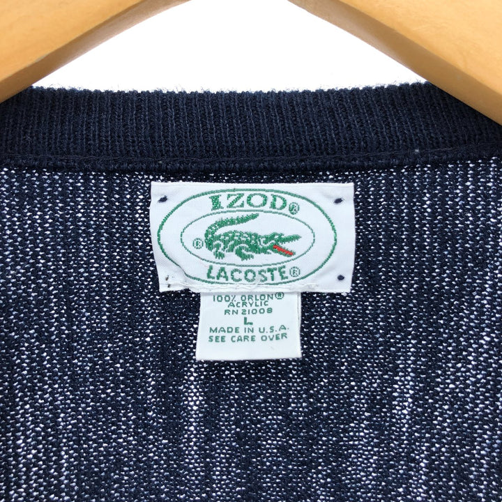 80'S Lacoste IZOD V-neck acrylic knit sweater made in USA, men's L, vintage /eaa399035