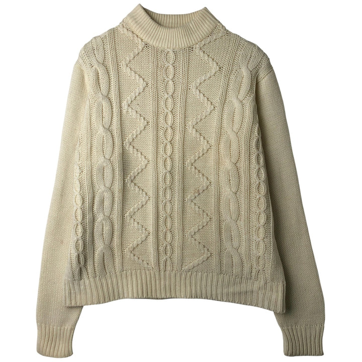 Vintage 1970'S Alexander's cable knit mock neck acrylic knit sweater, men's size XL acrylic ivory Vintage Second Hand
