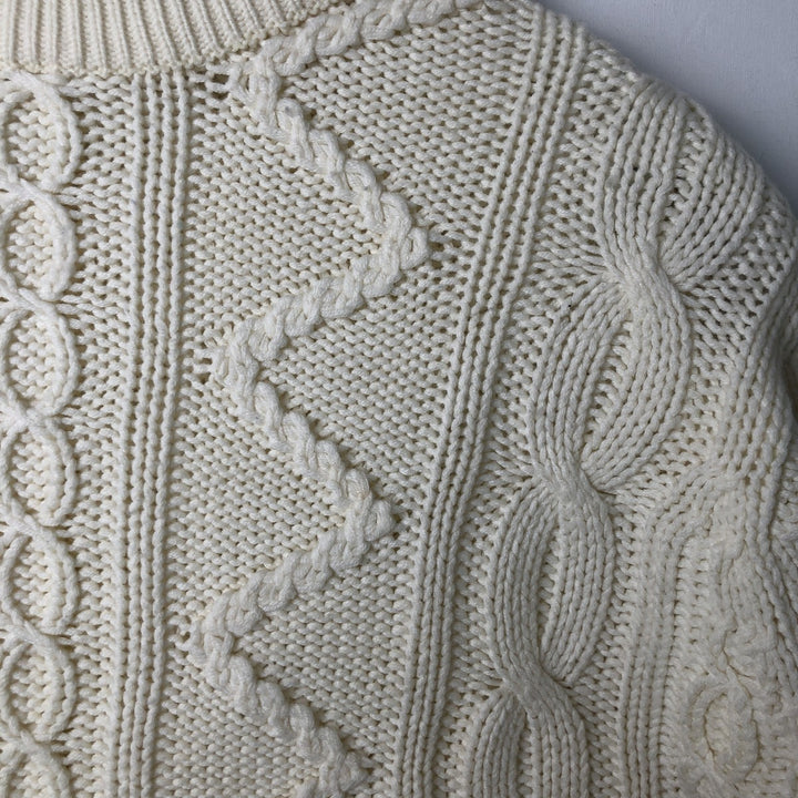 Vintage 1970'S Alexander's cable knit mock neck acrylic knit sweater, men's size XL acrylic ivory Vintage Second Hand