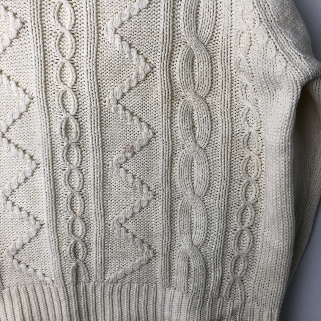 Vintage 1970'S Alexander's cable knit mock neck acrylic knit sweater, men's size XL acrylic ivory Vintage Second Hand