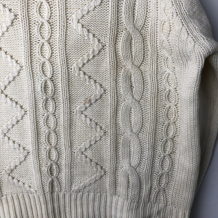 Vintage 1970'S Alexander's cable knit mock neck acrylic knit sweater, men's size XL acrylic ivory Vintage Second Hand