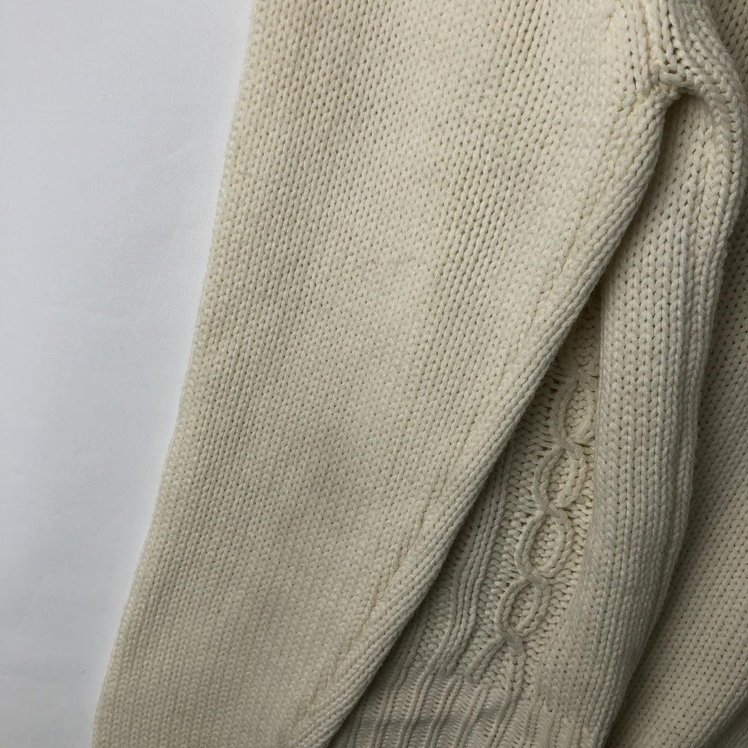 Vintage 1970'S Alexander's cable knit mock neck acrylic knit sweater, men's size XL acrylic ivory Vintage Second Hand