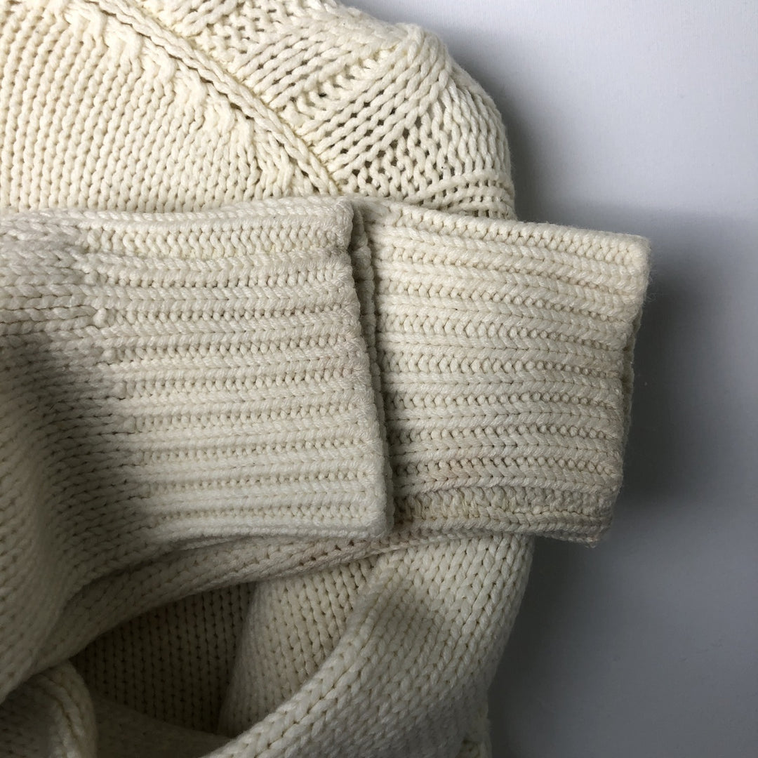 Vintage 1970'S Alexander's cable knit mock neck acrylic knit sweater, men's size XL acrylic ivory Vintage Second Hand