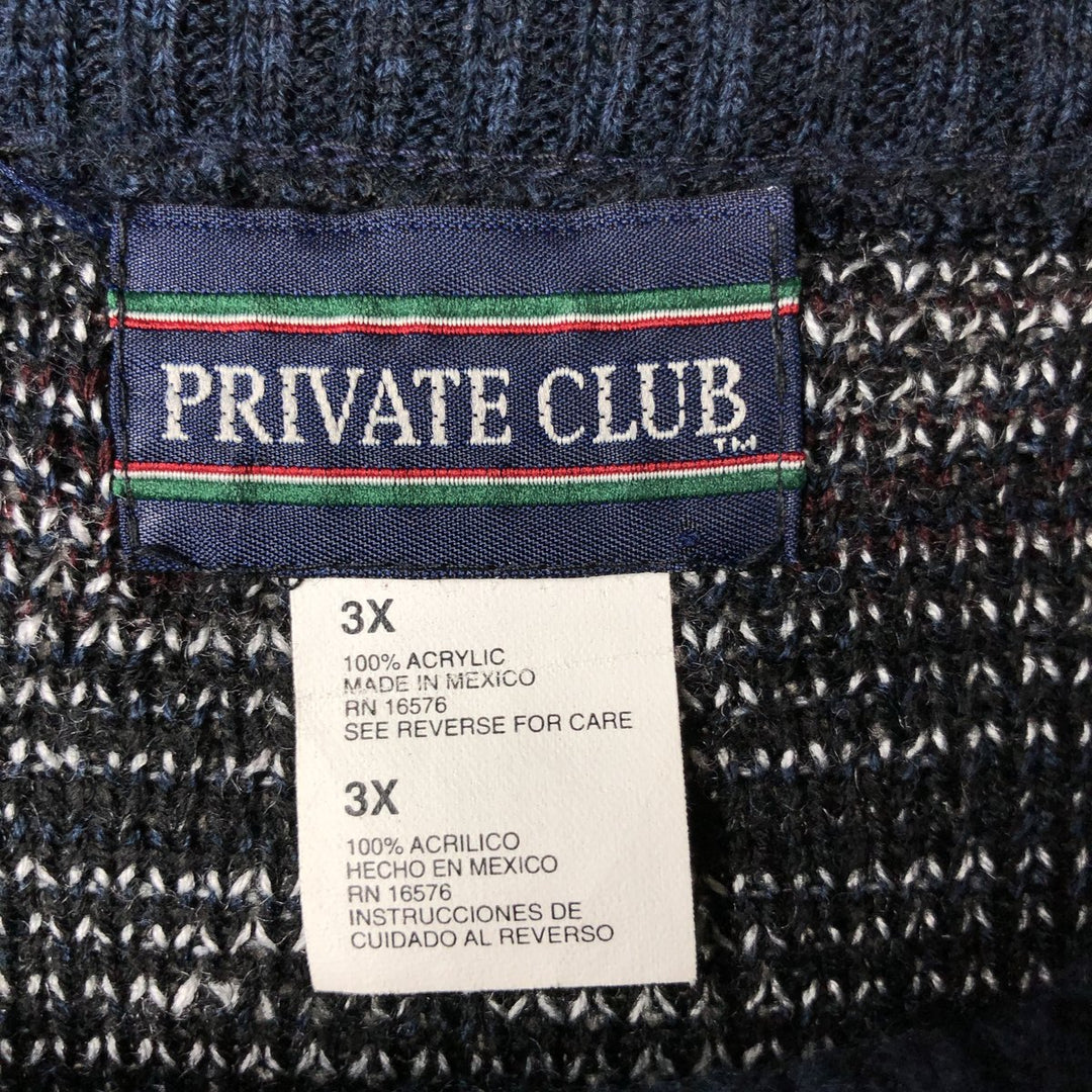 Oversized PRIVATE CLUB all-over print acrylic knit sweater, men's size XXXL acrylic black type Vintage Second Hand