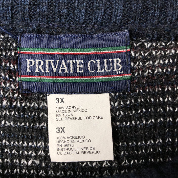 Oversized PRIVATE CLUB all-over print acrylic knit sweater, men's size XXXL acrylic black type Vintage Second Hand