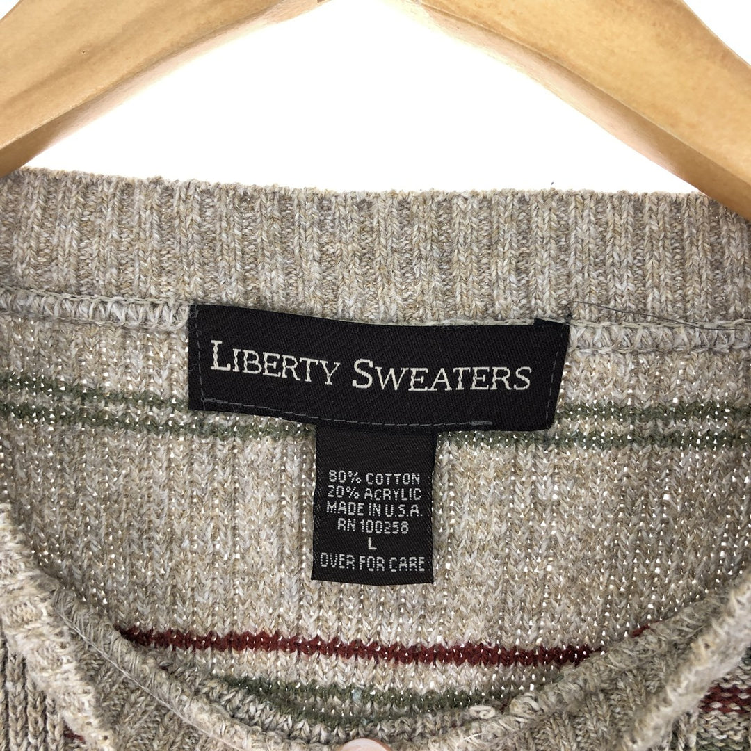 LIBERTY SWEATERS Cotton knit sweater made in USA Men's L /eaa399082