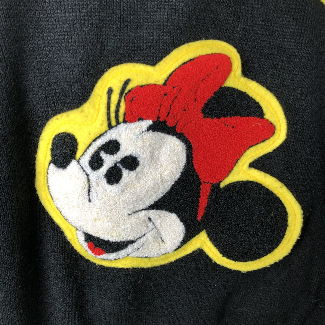 SUNDAY COMICS Minnie Mouse and Mickey Mouse All-Over Print Character Acrylic Knit Sweater, Men's Size L acrylic black type Vintage Second Hand