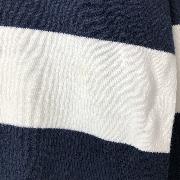 Tommy Hilfiger Border Pattern Cotton Knit Sweater Men's M Size cotton navy blue type Vintage Second Hand