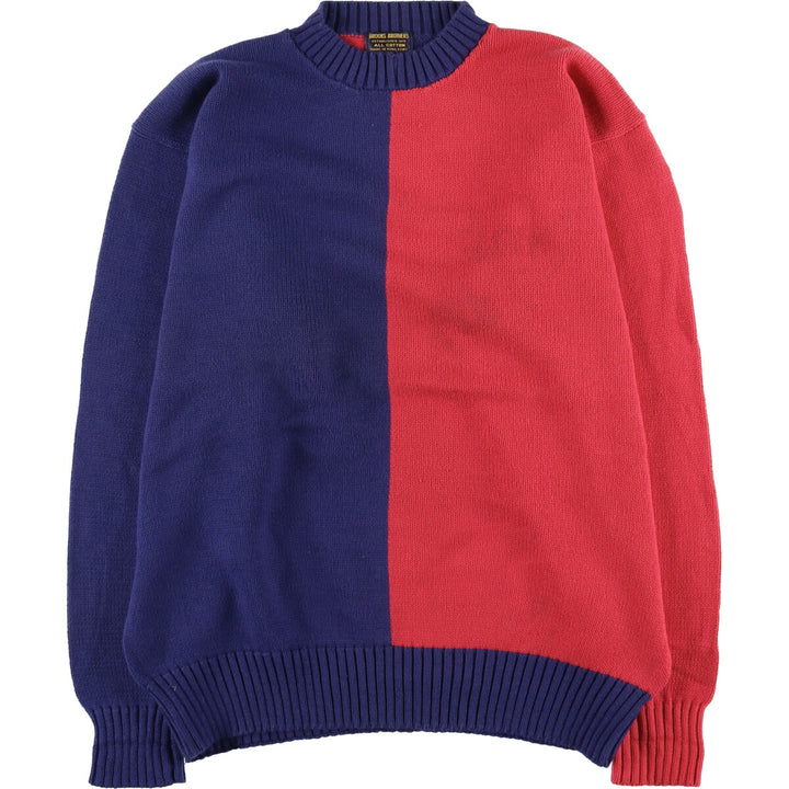 Brooks Brothers Two-Tone Cotton Knit Sweater, Men's Size L cotton red type Vintage Second Hand