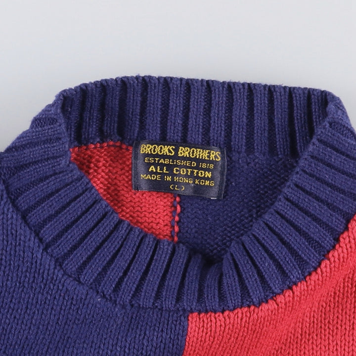 Brooks Brothers Two-Tone Cotton Knit Sweater, Men's Size L cotton red type Vintage Second Hand