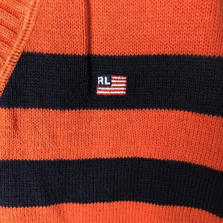 2000'S Ralph Lauren Polo Jeans Company striped cotton knit sweater, men's size L cotton orange type Vintage Second Hand