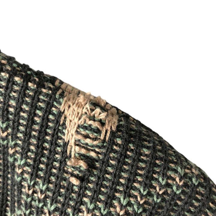 SANSABELT SPORT Diamond Pattern Cotton Knit Sweater, Made in USA, Men's Size L cotton Charcoal Vintage Second Hand