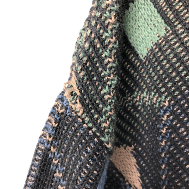 SANSABELT SPORT Diamond Pattern Cotton Knit Sweater, Made in USA, Men's Size L cotton Charcoal Vintage Second Hand