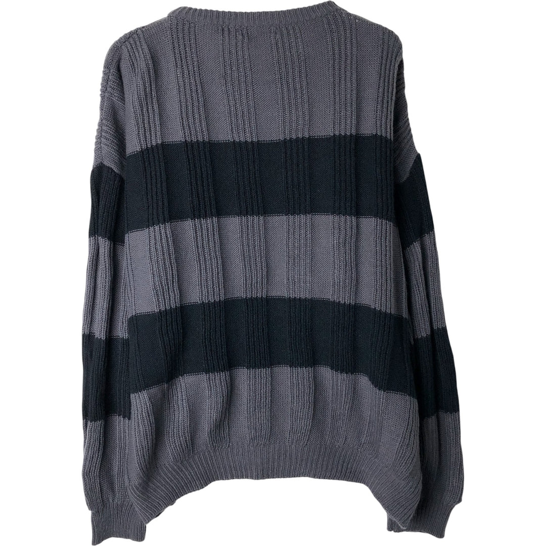 GRAPHIX Border Pattern Ribbed Acrylic Knit Sweater, Men's Size L acrylic Charcoal Vintage Second Hand
