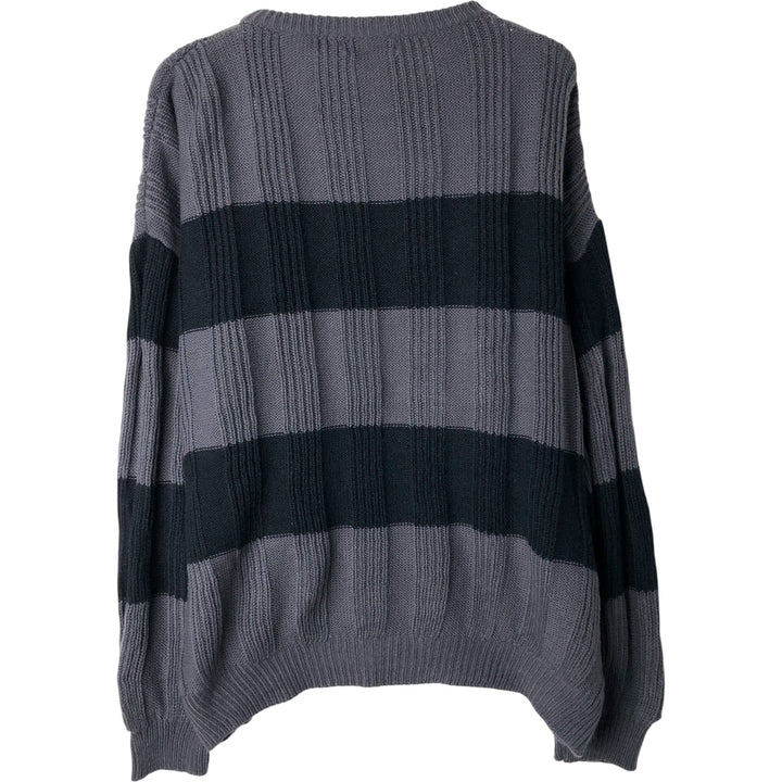 GRAPHIX Border Pattern Ribbed Acrylic Knit Sweater, Men's Size L acrylic Charcoal Vintage Second Hand