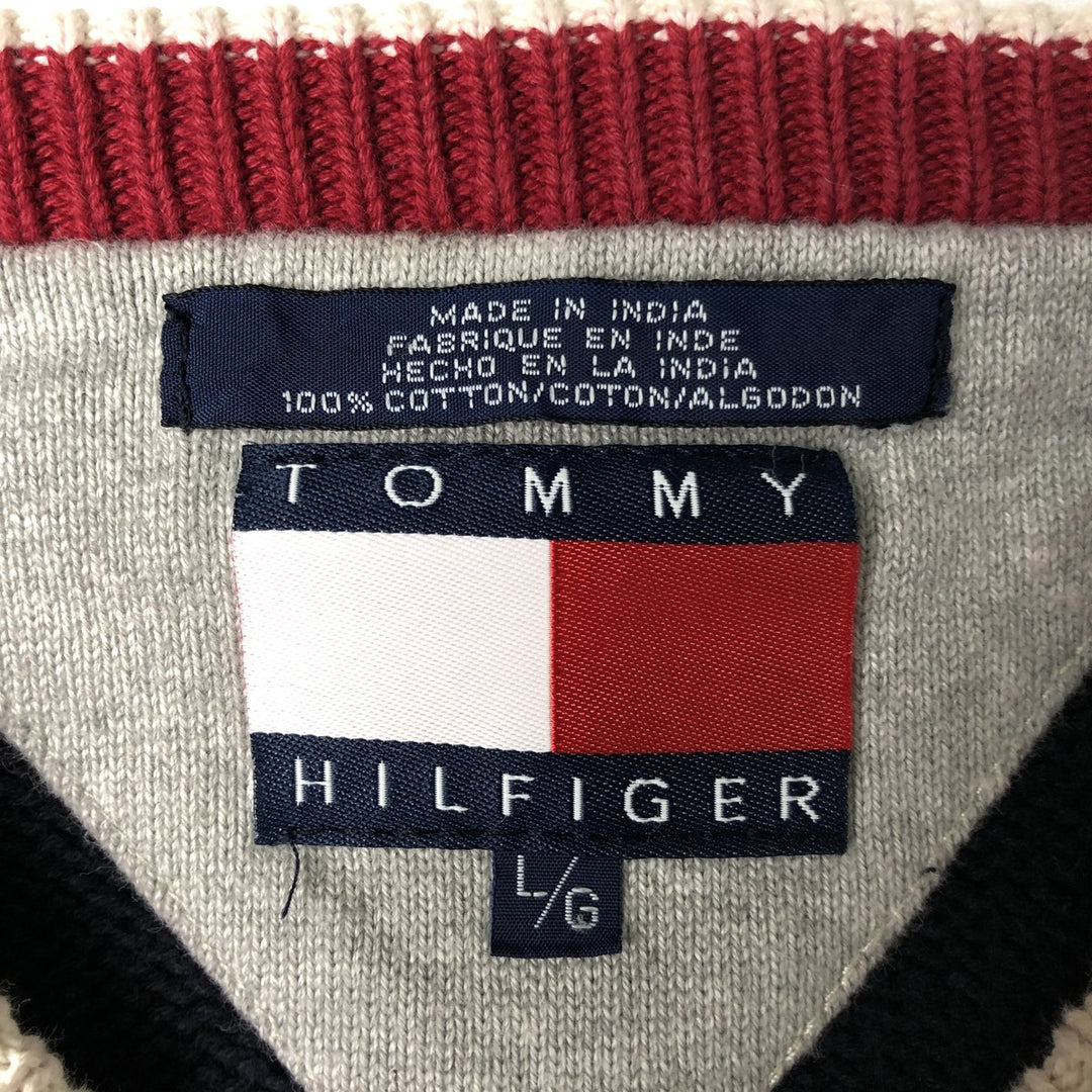 90'S Tommy Hilfiger Cotton Knit Sweater, Men's Size L cotton white type Vintage Second Hand
