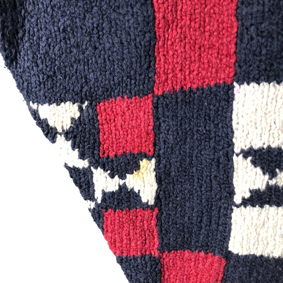 Tommy Hilfiger all-over print cotton knit sweater, men's size XL cotton navy blue type Vintage Second Hand