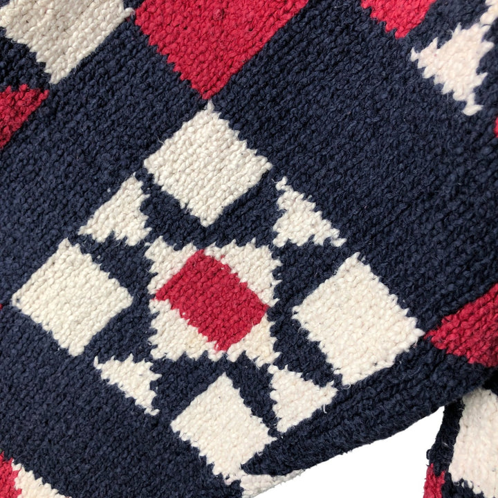 Tommy Hilfiger all-over print cotton knit sweater, men's size XL cotton navy blue type Vintage Second Hand