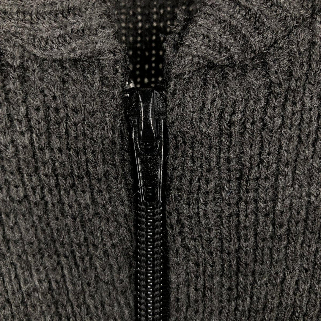 CLOTHING UNIT All-Over Print Acrylic Knit Full-Zip Sweater, Men's XXL acrylic black type Vintage Second Hand