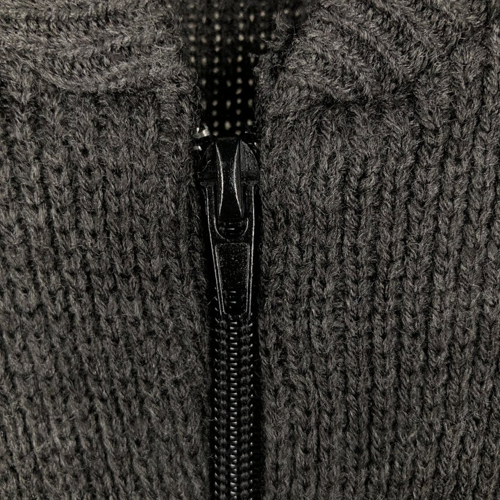 CLOTHING UNIT All-Over Print Acrylic Knit Full-Zip Sweater, Men's XXL acrylic black type Vintage Second Hand