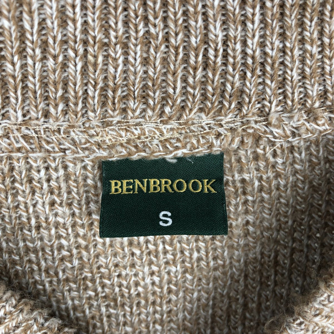 BENBROOK Fair Isle Pattern Acrylic Knit Full-Zip Sweater, Made in England, Men's Size S (approx.) acrylic Beige type Vintage Second Hand