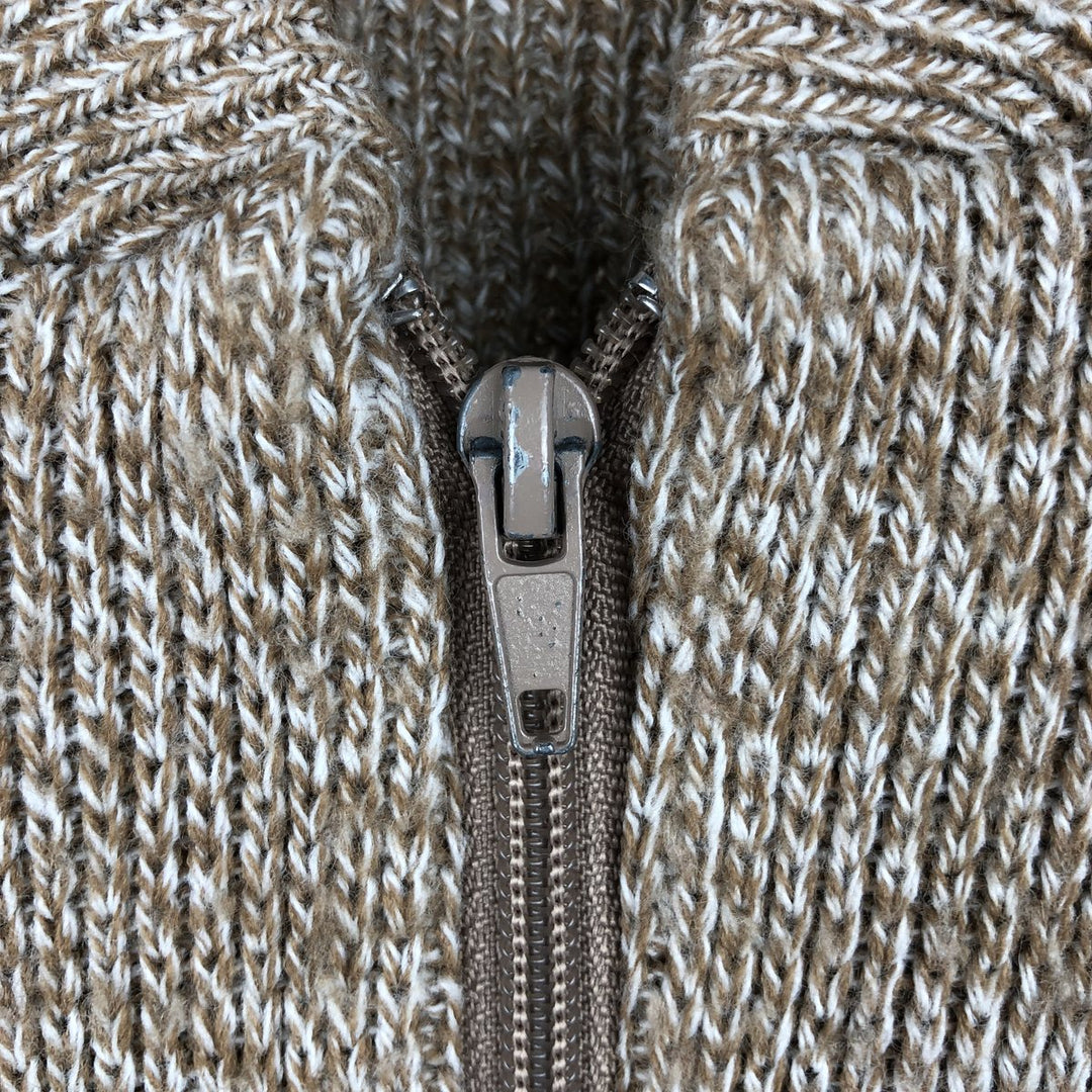 BENBROOK Fair Isle Pattern Acrylic Knit Full-Zip Sweater, Made in England, Men's Size S (approx.) acrylic Beige type Vintage Second Hand