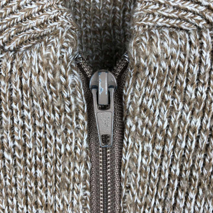 BENBROOK Fair Isle Pattern Acrylic Knit Full-Zip Sweater, Made in England, Men's Size S (approx.) acrylic Beige type Vintage Second Hand