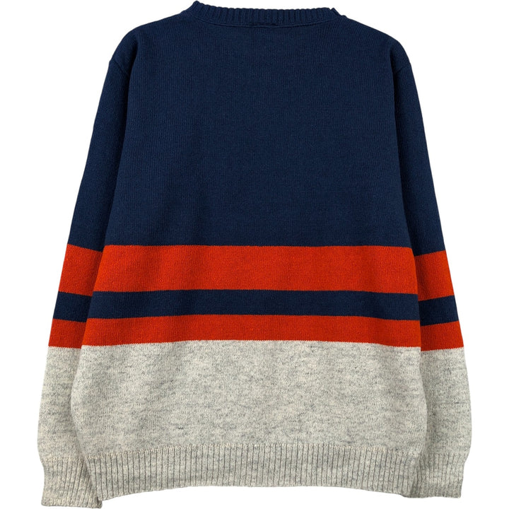 GARAN NFL CHICAGO BEARS Chicago Bears Striped Cotton Knit Sweater, Made in USA, Men's Size L acrylic blue type Vintage Second Hand