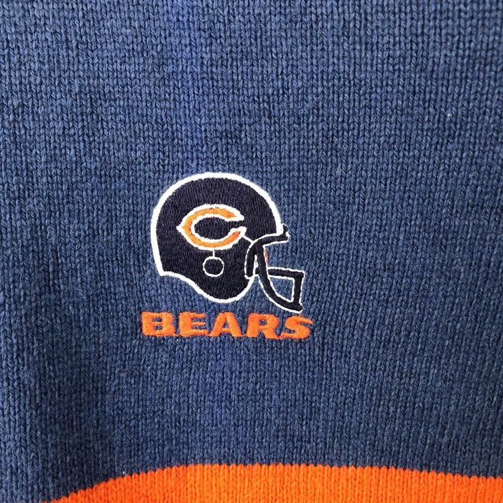 GARAN NFL CHICAGO BEARS Chicago Bears Striped Cotton Knit Sweater, Made in USA, Men's Size L acrylic blue type Vintage Second Hand