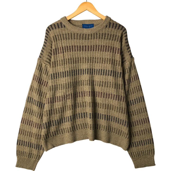 Vintage 80s-90'S Town Craft all-over print acrylic knit sweater, men's size XL acrylic Beige type Vintage Second Hand