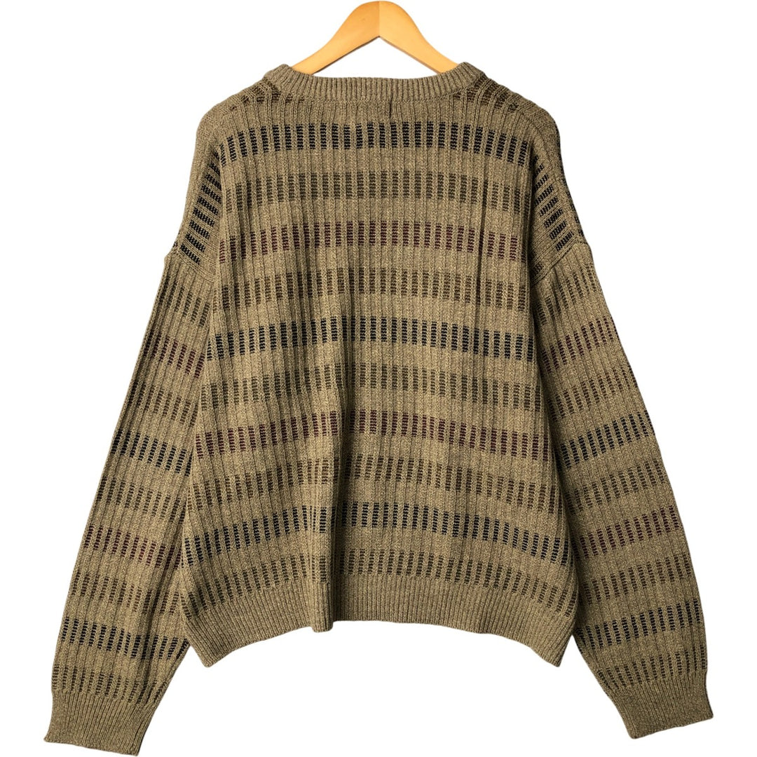 Vintage 80s-90'S Town Craft all-over print acrylic knit sweater, men's size XL acrylic Beige type Vintage Second Hand