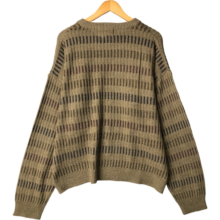 Vintage 80s-90'S Town Craft all-over print acrylic knit sweater, men's size XL acrylic Beige type Vintage Second Hand