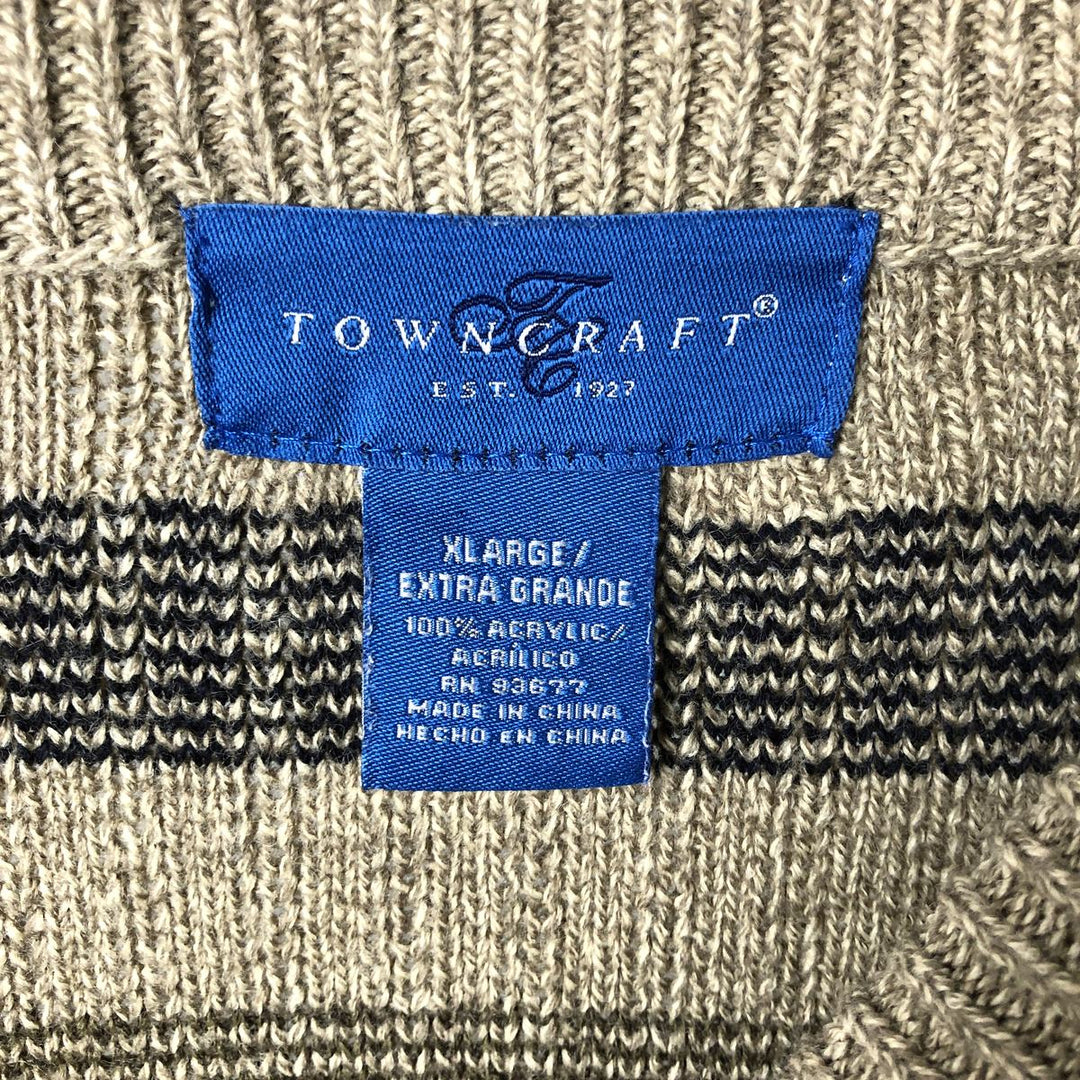 Vintage 80s-90'S Town Craft all-over print acrylic knit sweater, men's size XL acrylic Beige type Vintage Second Hand