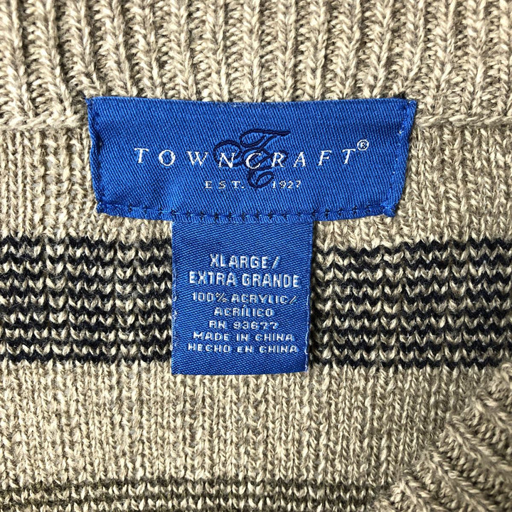 Vintage 80s-90'S Town Craft all-over print acrylic knit sweater, men's size XL acrylic Beige type Vintage Second Hand