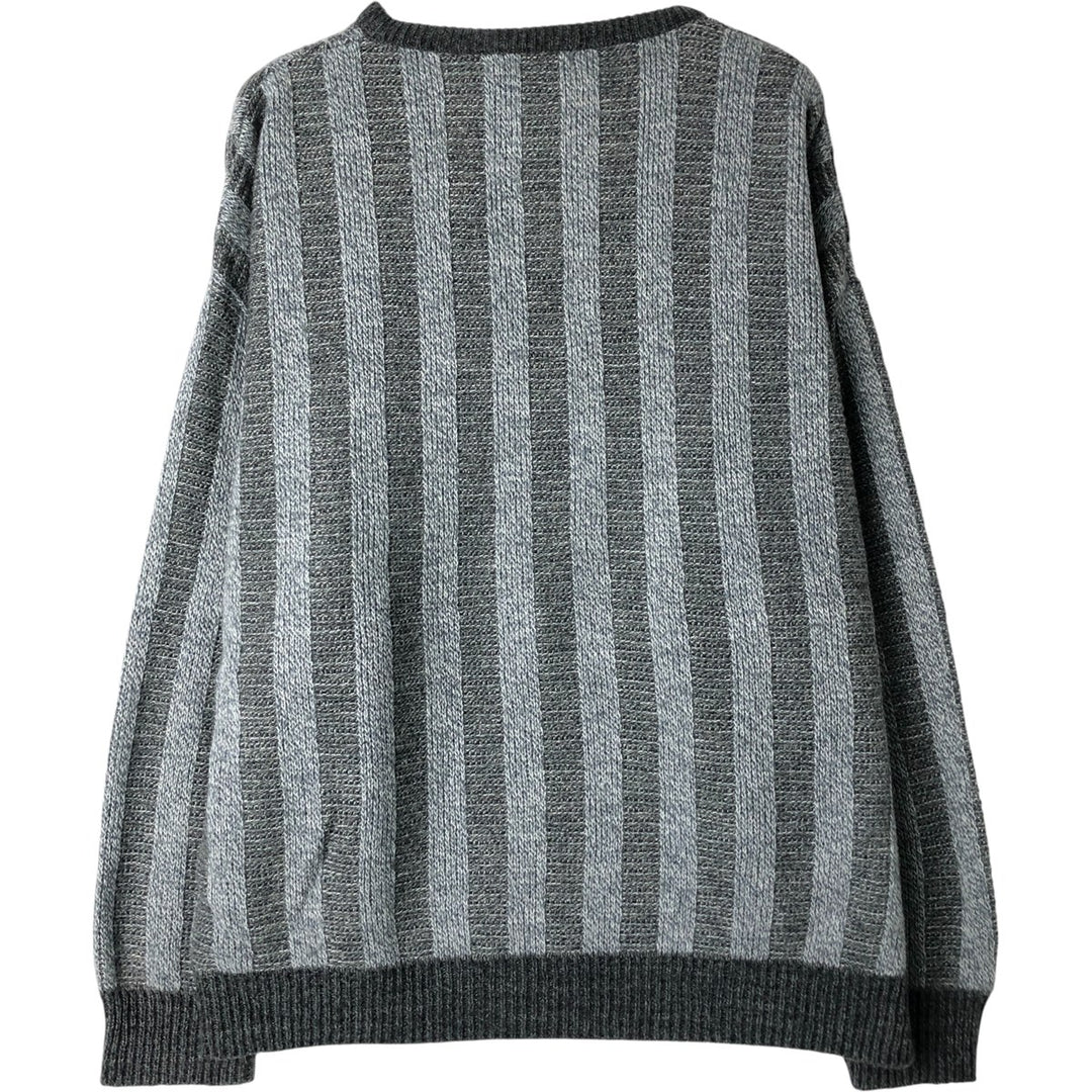 Jantzen Striped Mohair-Blend Acrylic Knit Sweater, Made in Canada, Men's Size XL, V-Neck acrylic gray type Vintage Second Hand
