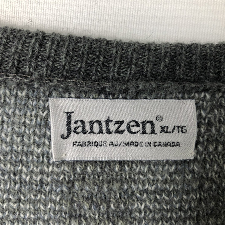 Jantzen Striped Mohair-Blend Acrylic Knit Sweater, Made in Canada, Men's Size XL, V-Neck acrylic gray type Vintage Second Hand