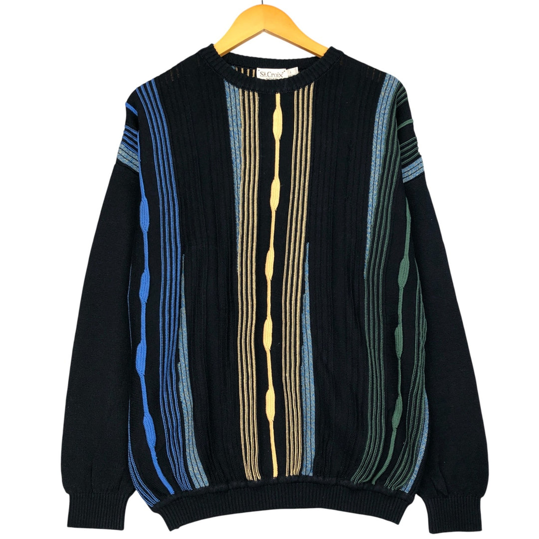 St. Croix Cotton Knit Sweater, Men's Size L cotton black type Vintage Second Hand