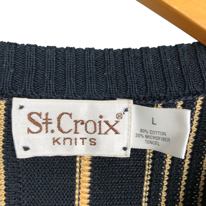 St. Croix Cotton Knit Sweater, Men's Size L cotton black type Vintage Second Hand