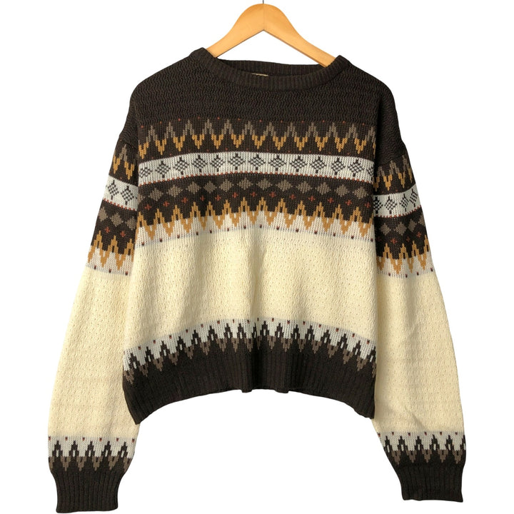 McGREGOR Fair Isle Pattern Acrylic Knit Sweater, Men's Size L, Vintage acrylic brown type Vintage Second Hand
