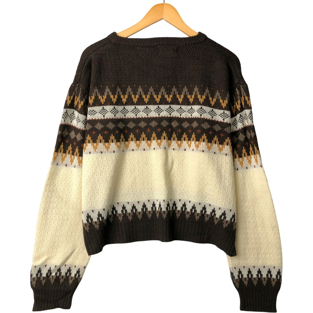 McGREGOR Fair Isle Pattern Acrylic Knit Sweater, Men's Size L, Vintage acrylic brown type Vintage Second Hand