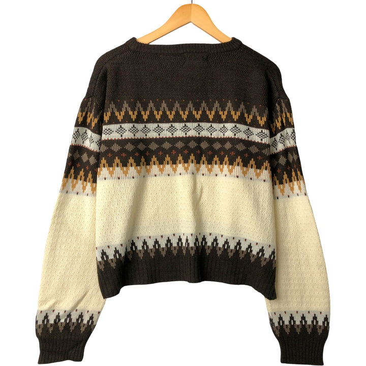 McGREGOR Fair Isle Pattern Acrylic Knit Sweater, Men's Size L, Vintage acrylic brown type Vintage Second Hand