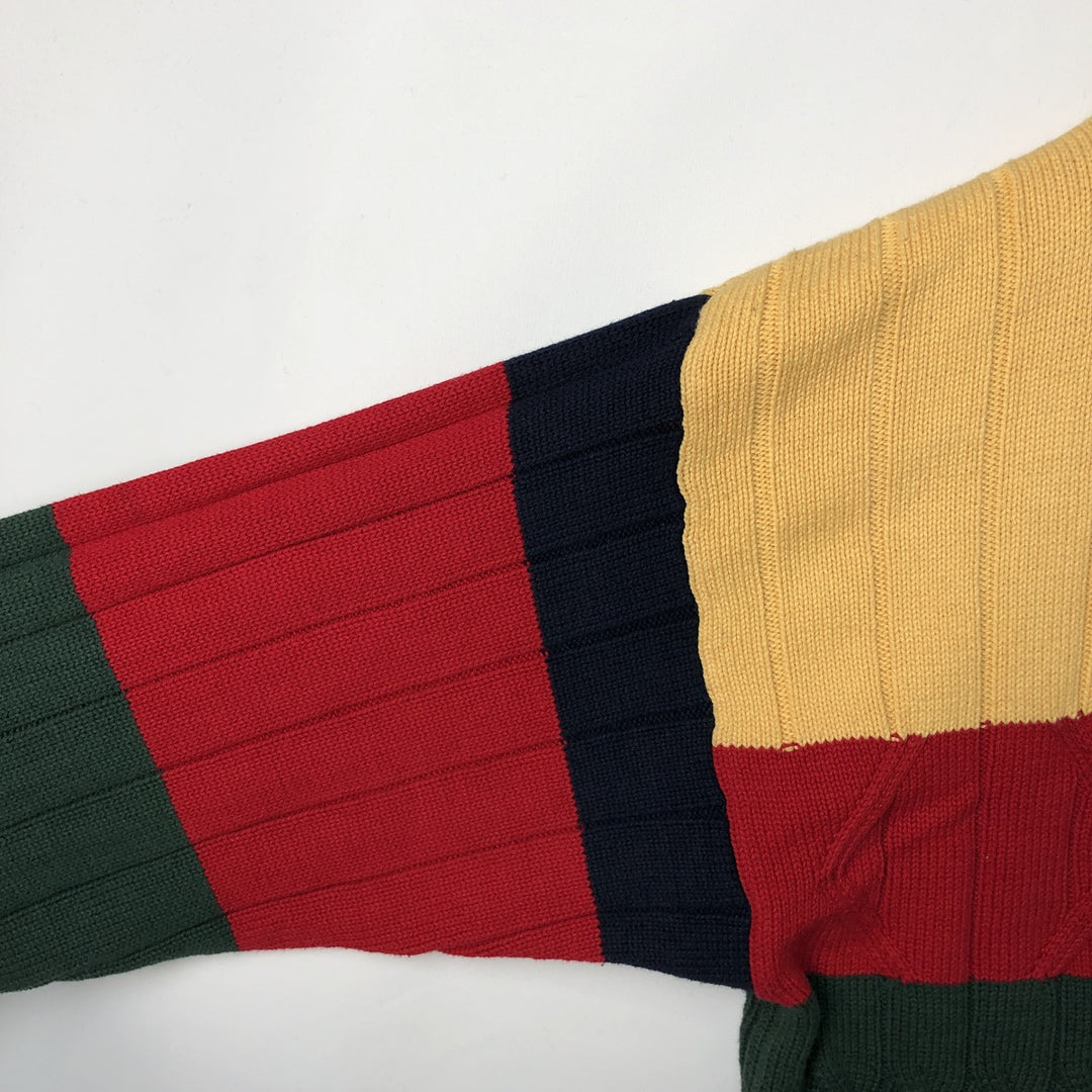 Vintage 90'S Nautica Crazy Pattern Cable Knit Cotton Sweater, Men's Size Medium cotton yellow type Vintage Second Hand