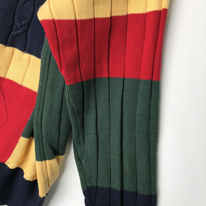 Vintage 90'S Nautica Crazy Pattern Cable Knit Cotton Sweater, Men's Size Medium cotton yellow type Vintage Second Hand