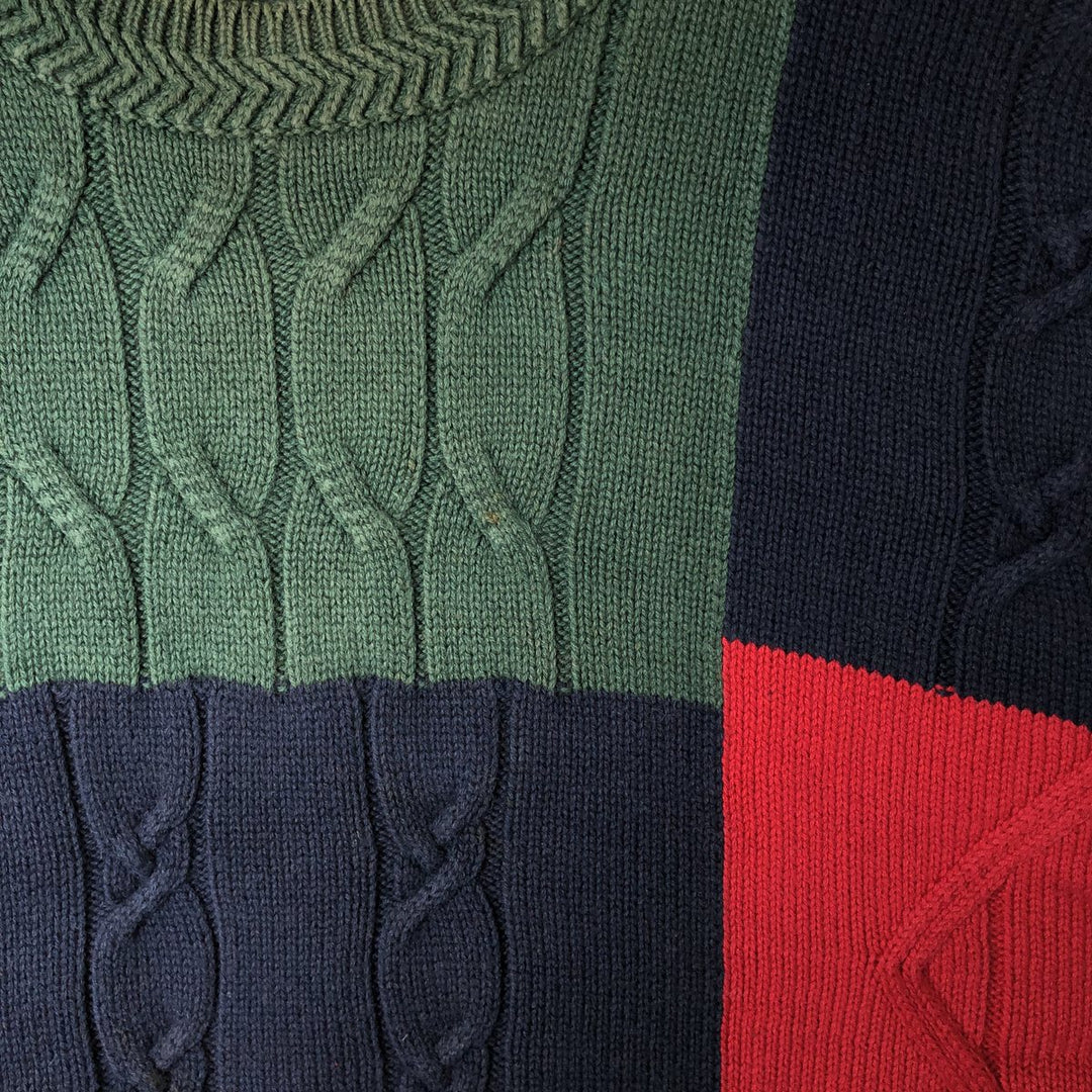 Vintage 90'S Nautica Crazy Pattern Cable Knit Cotton Sweater, Men's Size Medium cotton yellow type Vintage Second Hand
